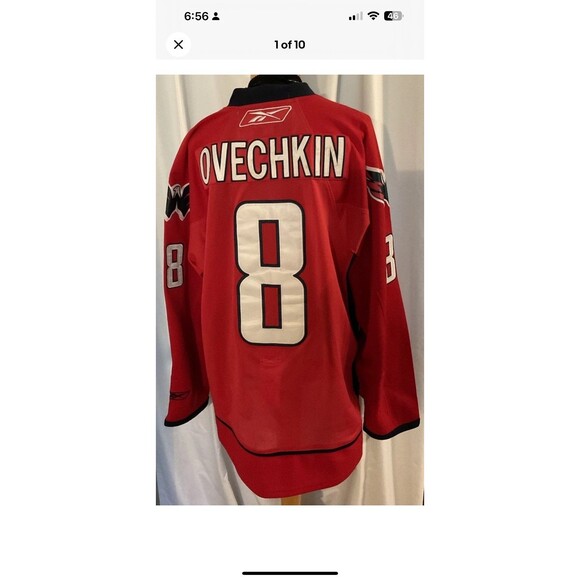Washington Capitals Alex Ovechkin #8 Jersey CCM Reebok XL Stitch Fight Strap - Picture 1 of 10